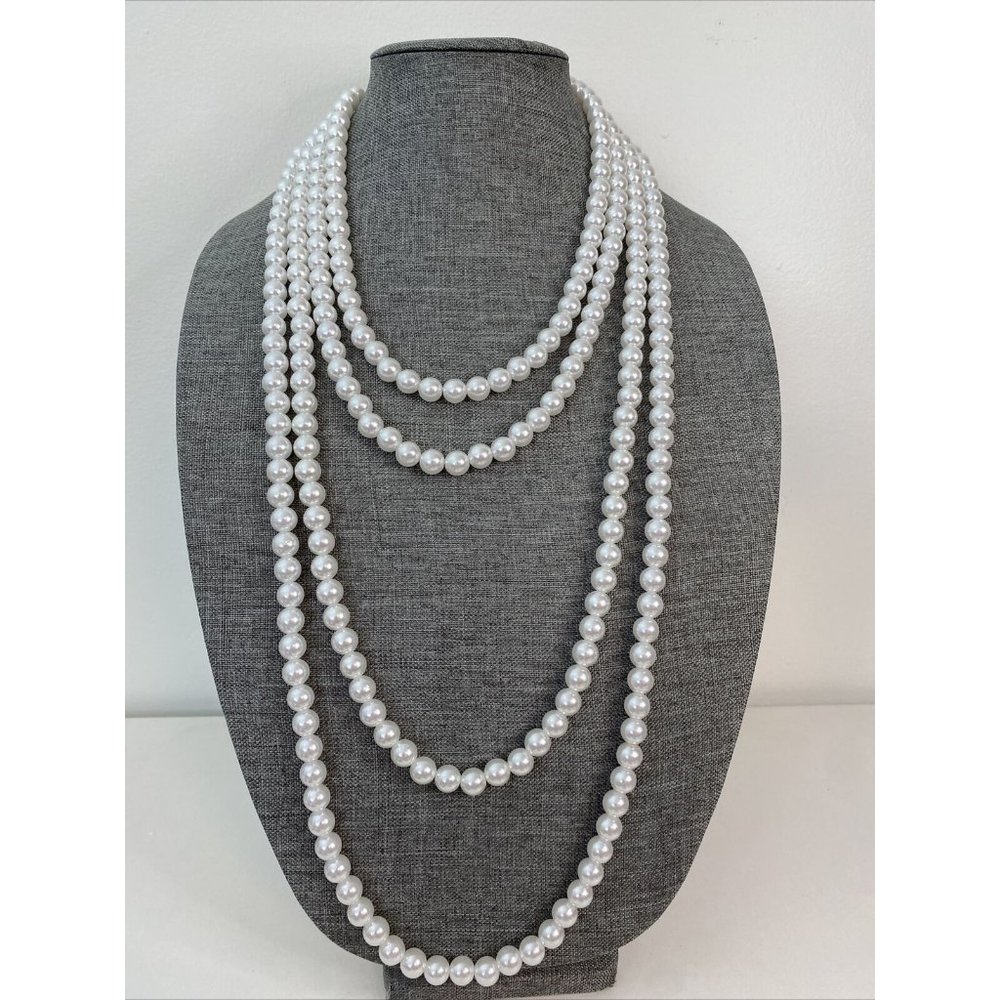 ETC! Faux Pearls layered necklace 19" Long - Picture 1 of 6